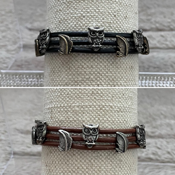 Fashion Jewelry Jewelry - Owl Design Black and Gold or Brown and Silver Bracelet - Choose 1!